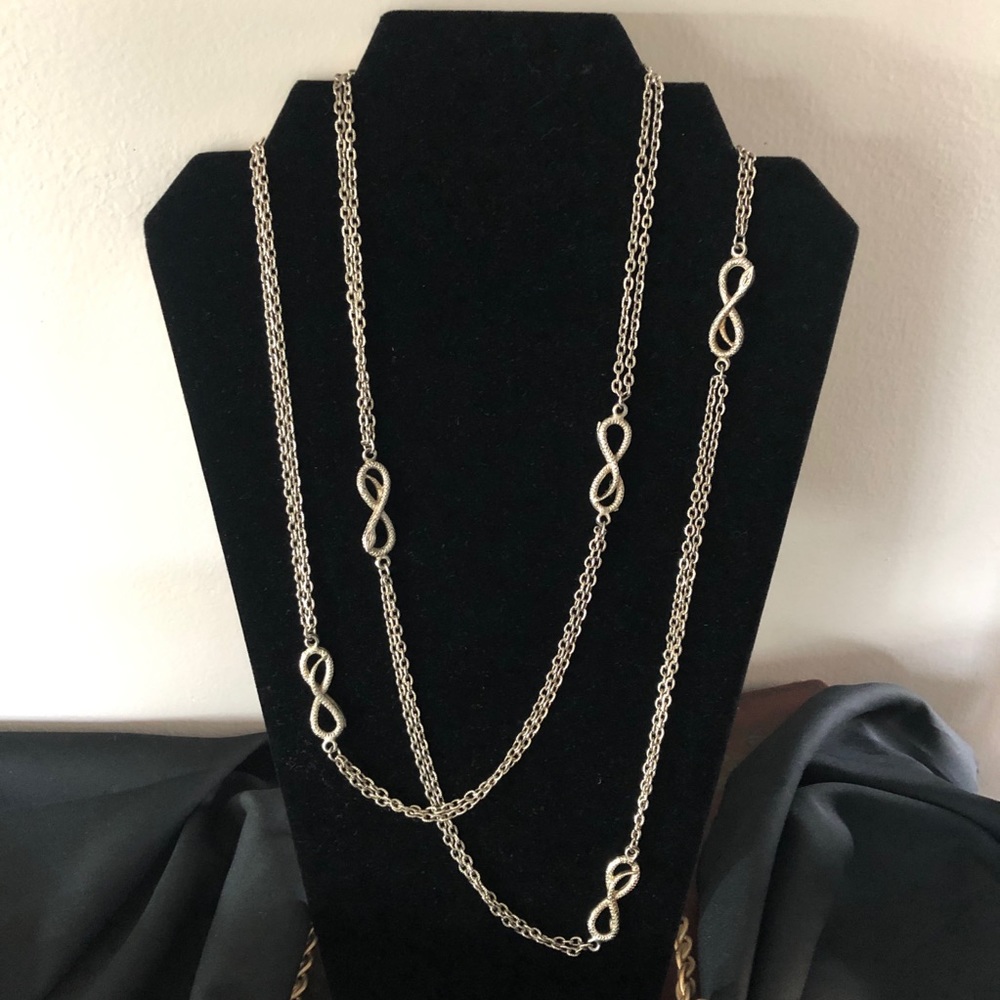 30% off - Snake Long Infinity Necklace in Silver